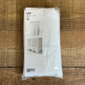 Ikea LEN Crib Skirt Baby Nursery‎ White Size 1X 70x132cm 28x52" Pleated Soft New